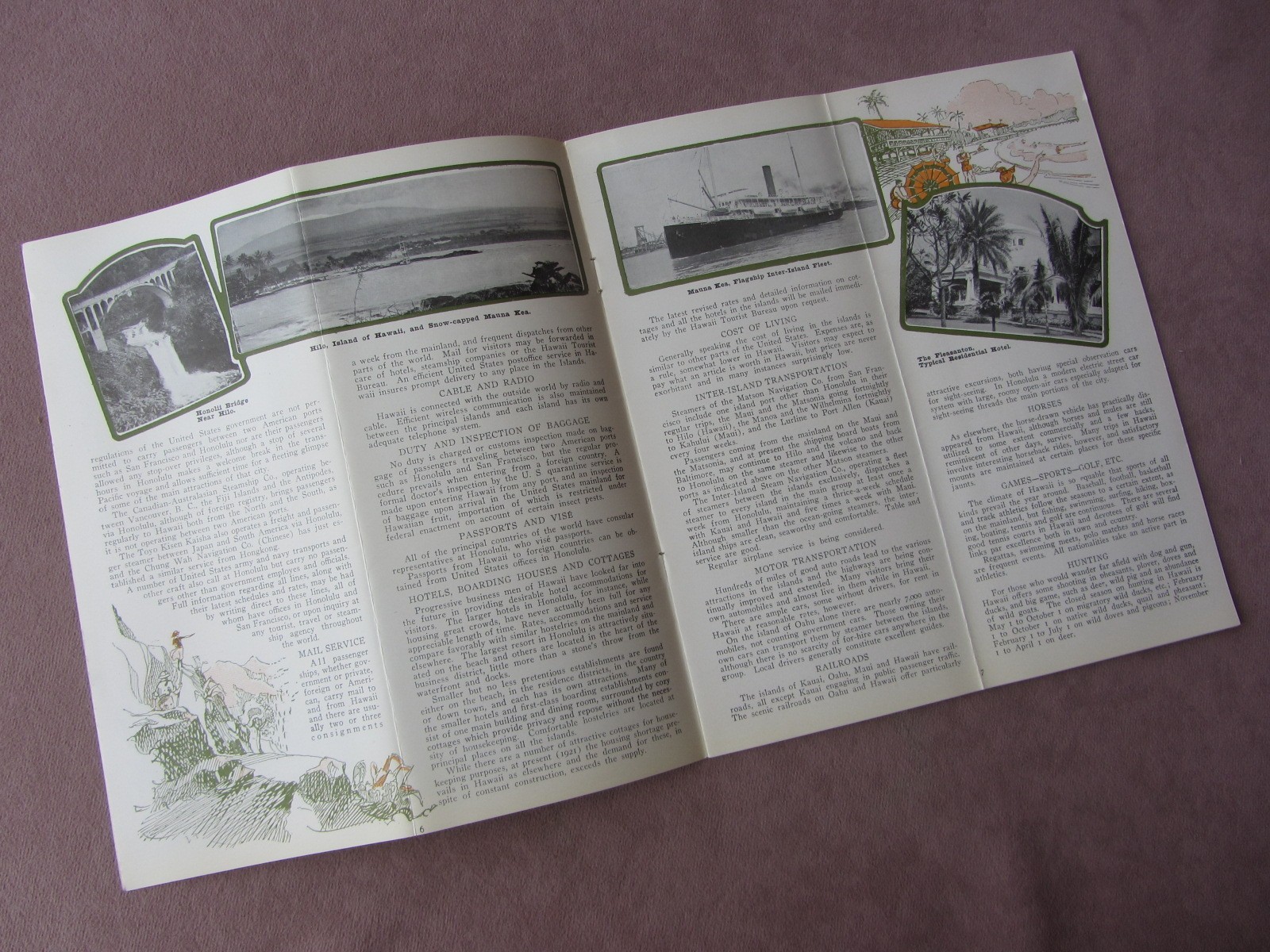 Vtg 1928 Hawaii Travel Guide Booklet Year Round Playground Photos Map Art