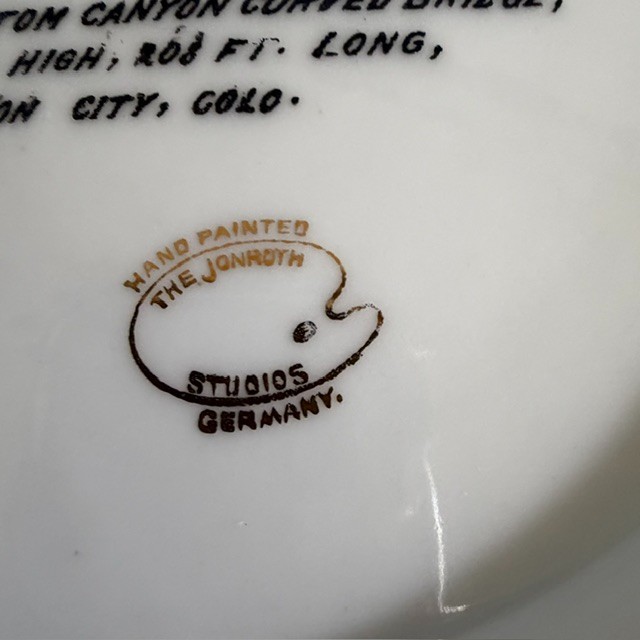 Early 1900s Phantom Canyon Colorado New Bridge Souvenir Plate Jonroth RARE IMAGE