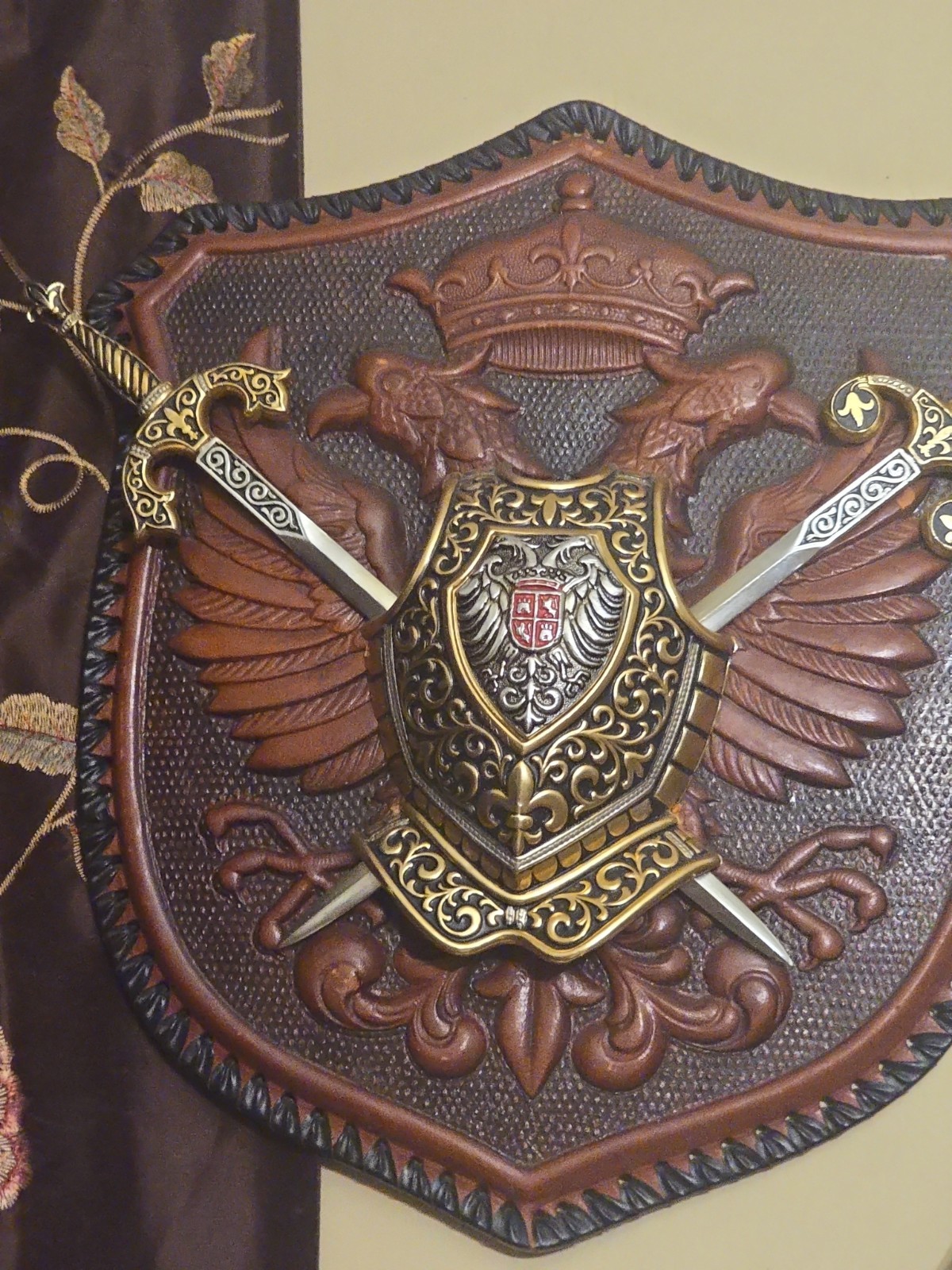 Antique Panoply Coat of Arms Spain Blazon Sword Toledo Eagle- Wall Hanging.