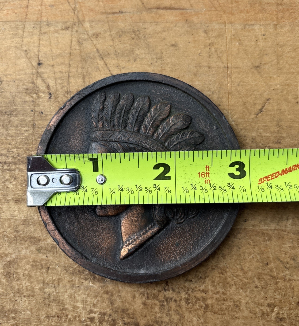 Vintage 3” Large Copper Indian Head Souvenir Penny- The Alamo San Antonio TX