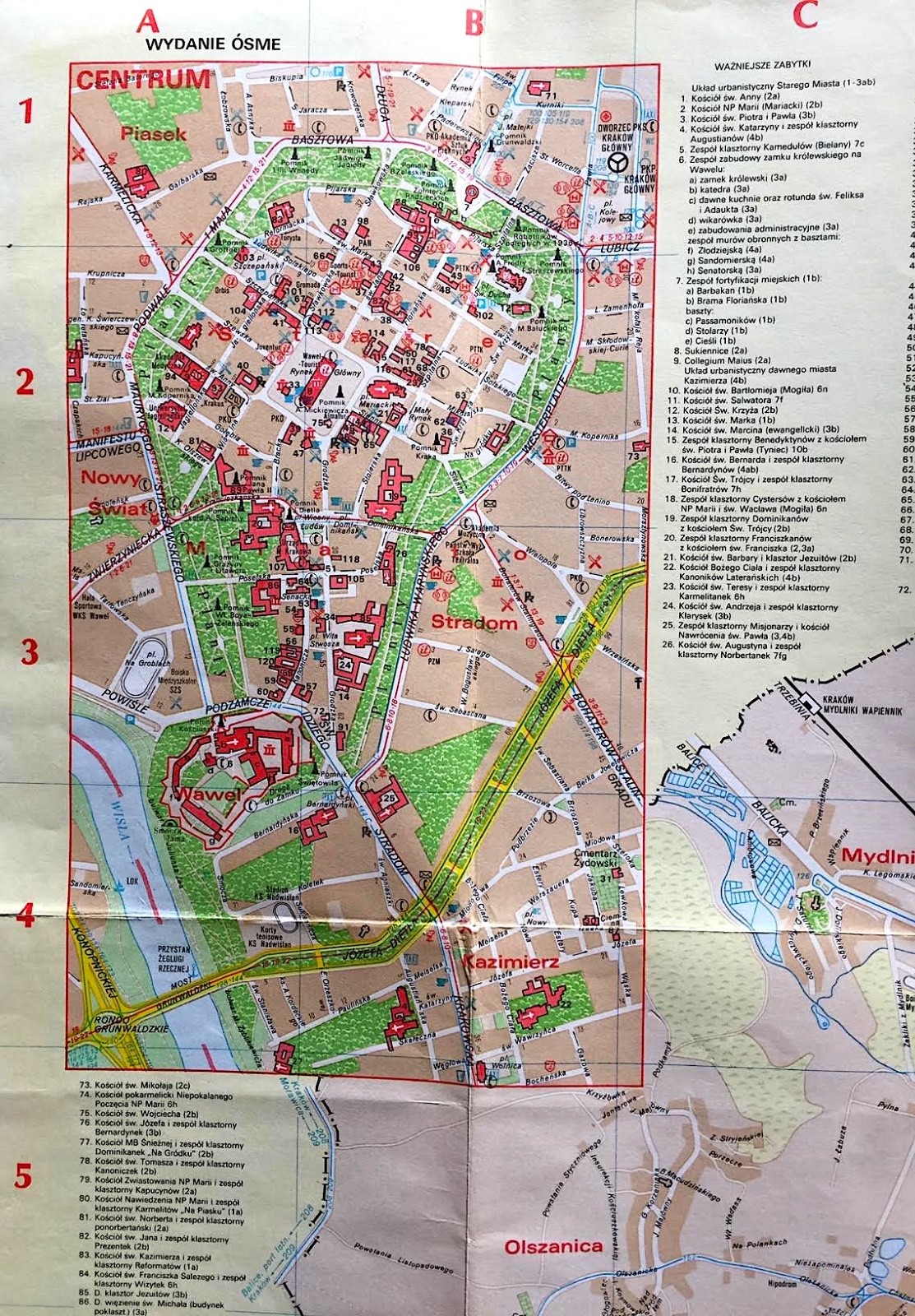 Vintage Street Maps for Krakow & Gdansk, Poland 1980’s