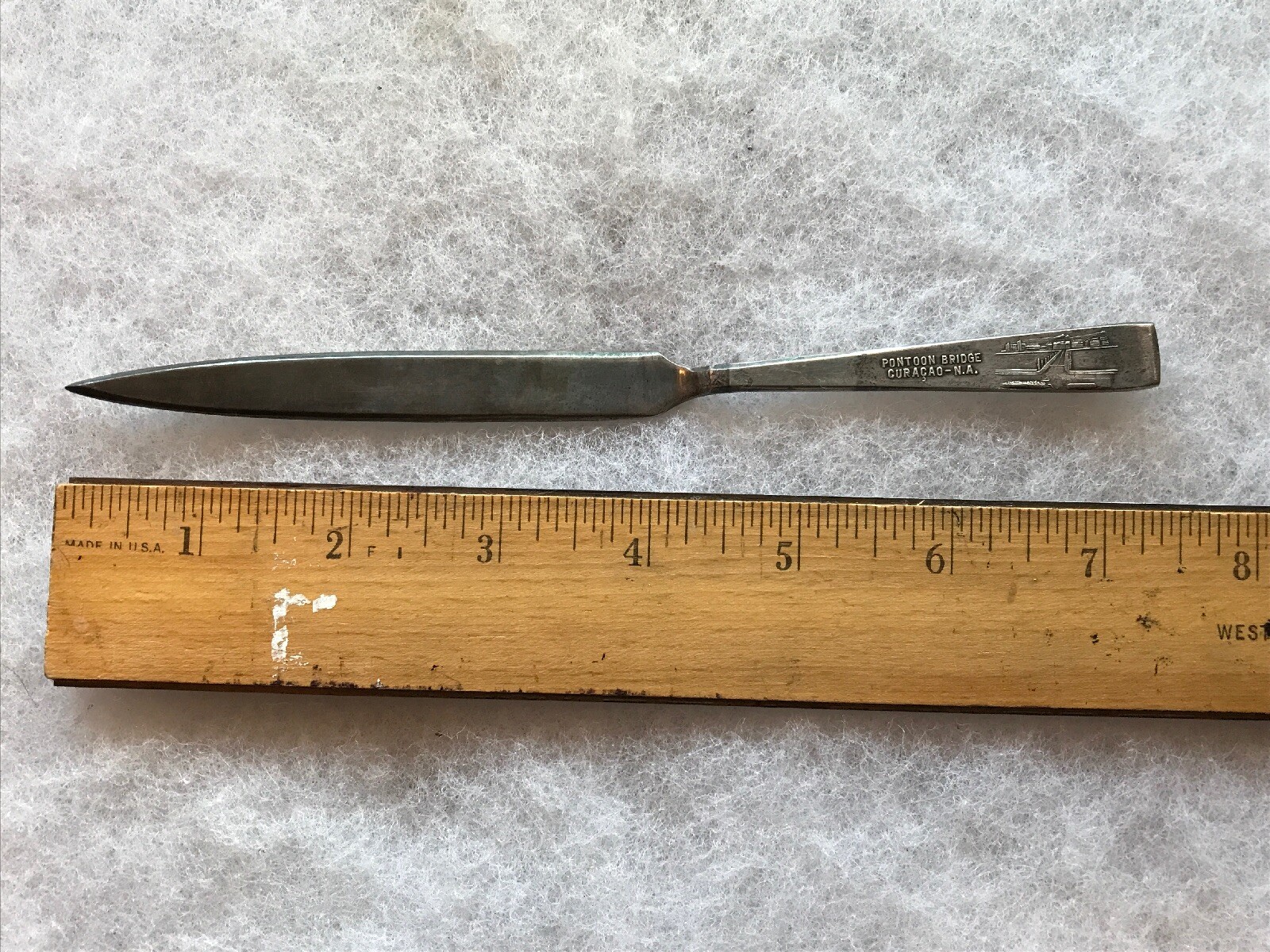 PONTOON BRIDGE Vintage Souvenir Letter Opener, CURACAO, N.A.