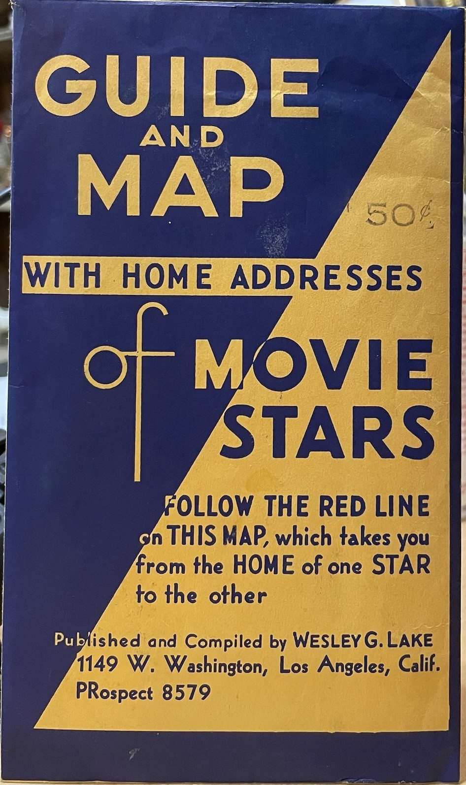 Wesley G. Lake 1941 Map of Movie Stars’ Homes Beverly Hills Los Angeles CA