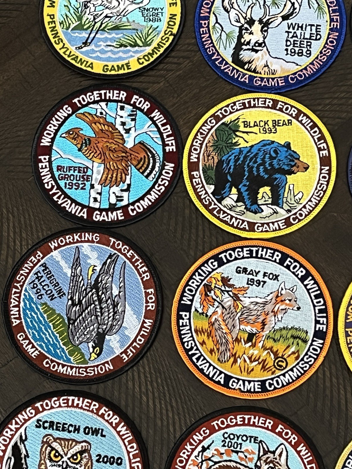 LOT OF 20 PA GAME COMMISSION WTFW PATCHES 4” Diameter 1984-2003