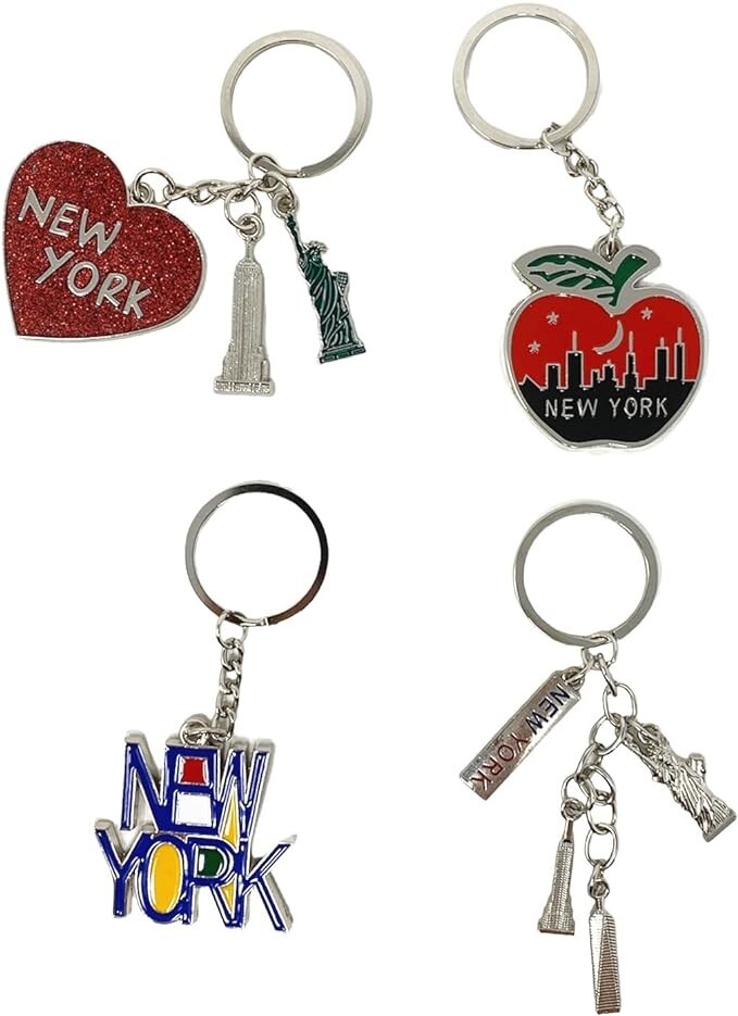 12 Pack New York City Metal Keychains KeyRing Souvenir Collection, NYC Gift Set