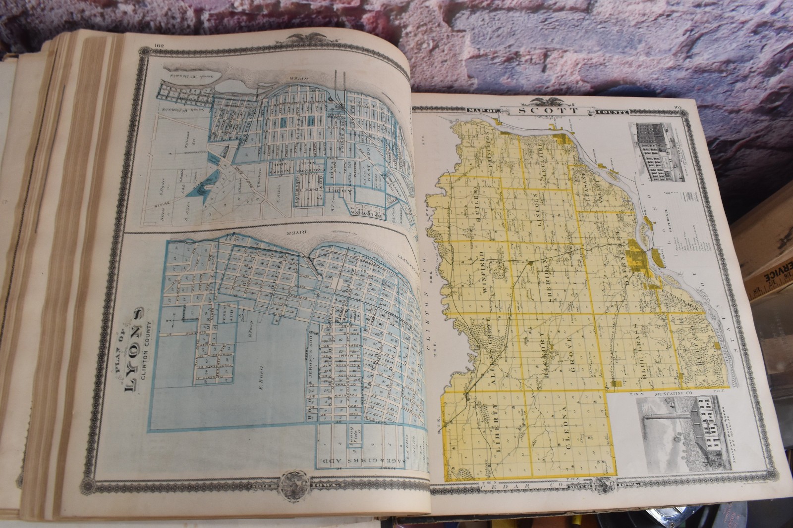 1875 A T Andreas Illustrated Historical Atlas State of Iowa Antique Maps History