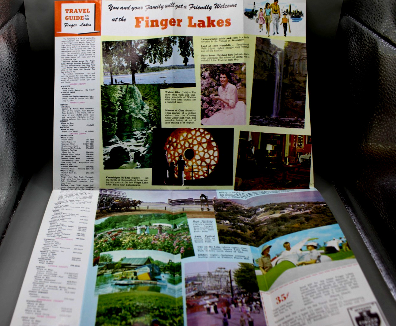 New York Finger Lakes Travel Brochure Map 1950’s