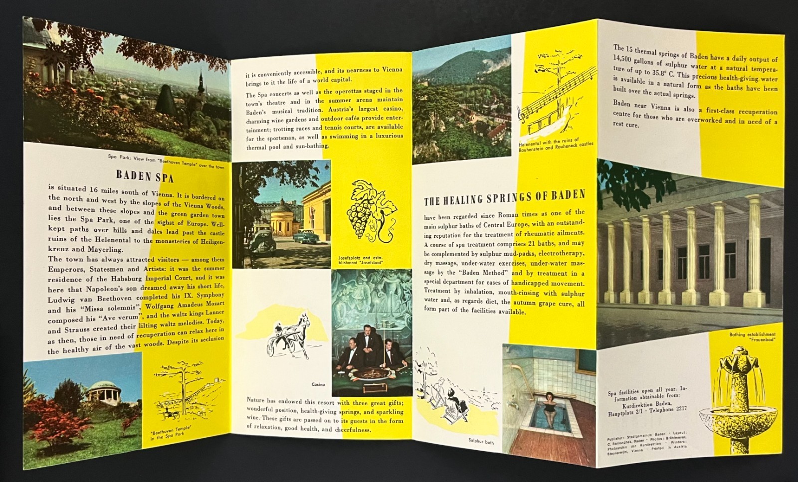 1959 Baden Austria Anti-Rheumatic Spa Hotels Music Tourist VTG Travel Brochures