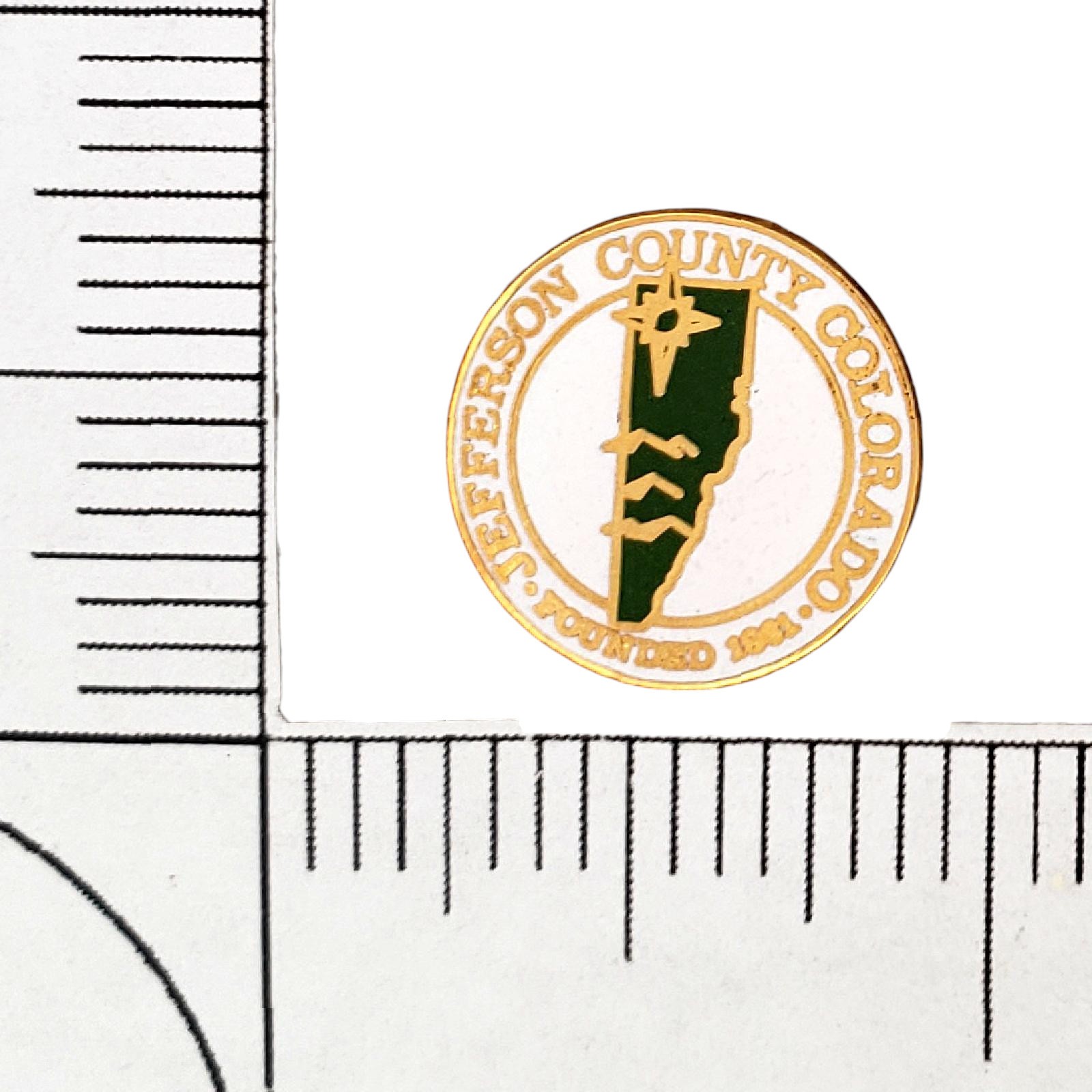 Vintage Jefferson County Colorado Founded 1861 Map Logo Enamel Lapel Pin