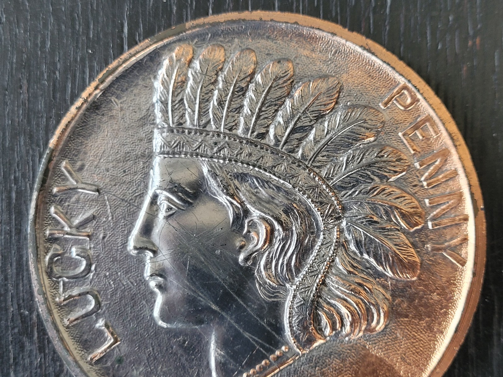 Vintage Indian Head Lucky Penny Souvenir of Copper Country 2.75″