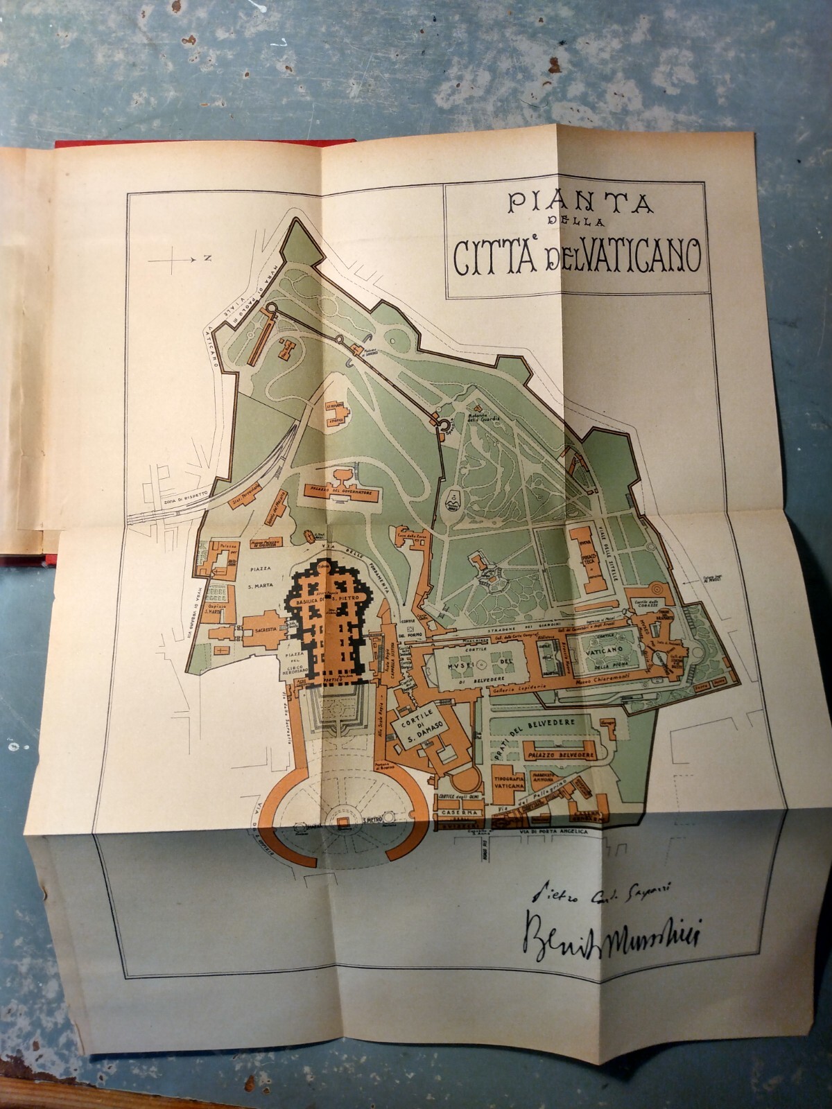 Rare The Vatican City 1931 1st Official Guide Authorized w/ Vatican Stamp & Map