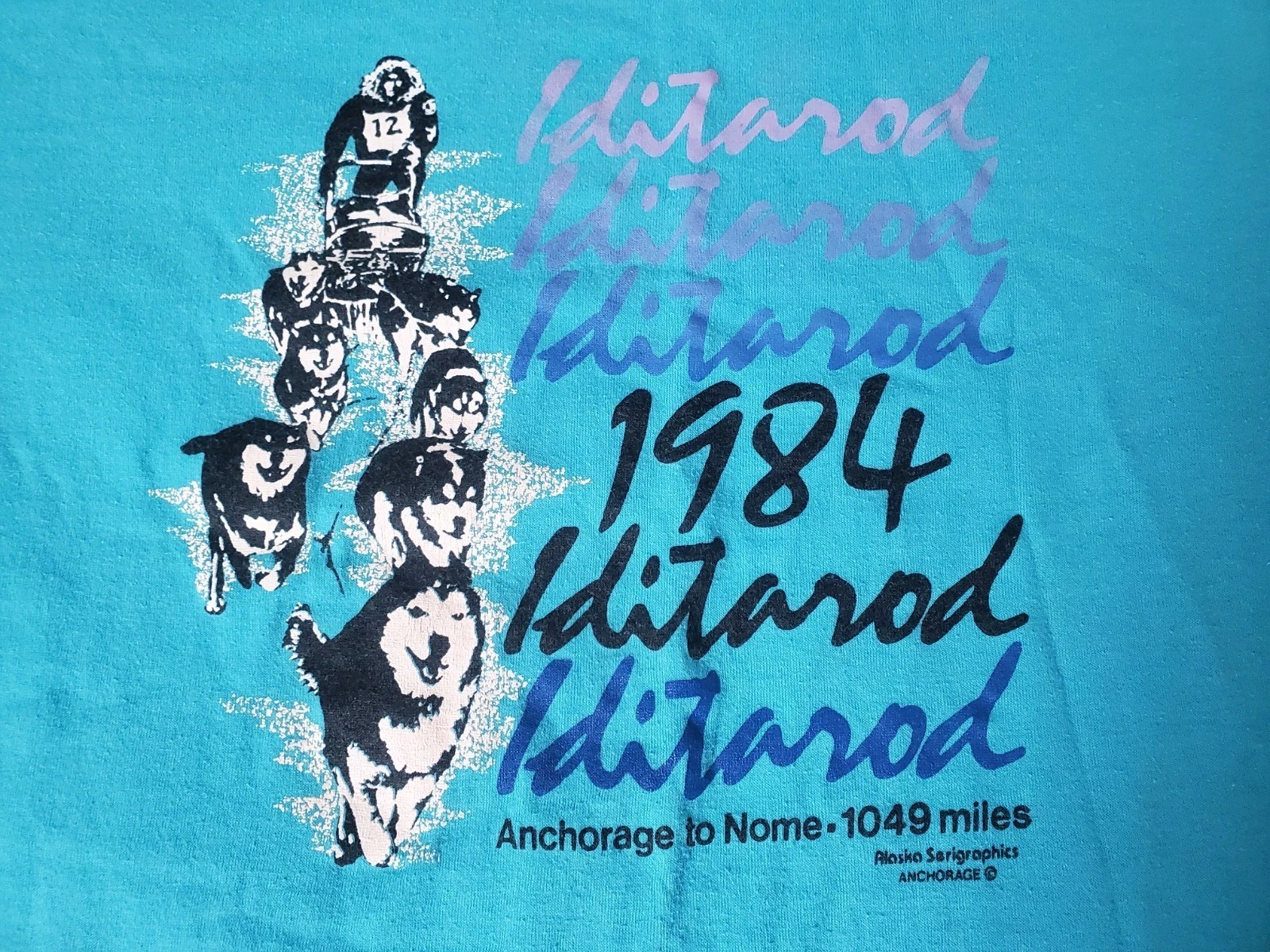 1984 Alaska Iditarod Dog Race Anchorage To Nome T Shirt Size Large Gently Used