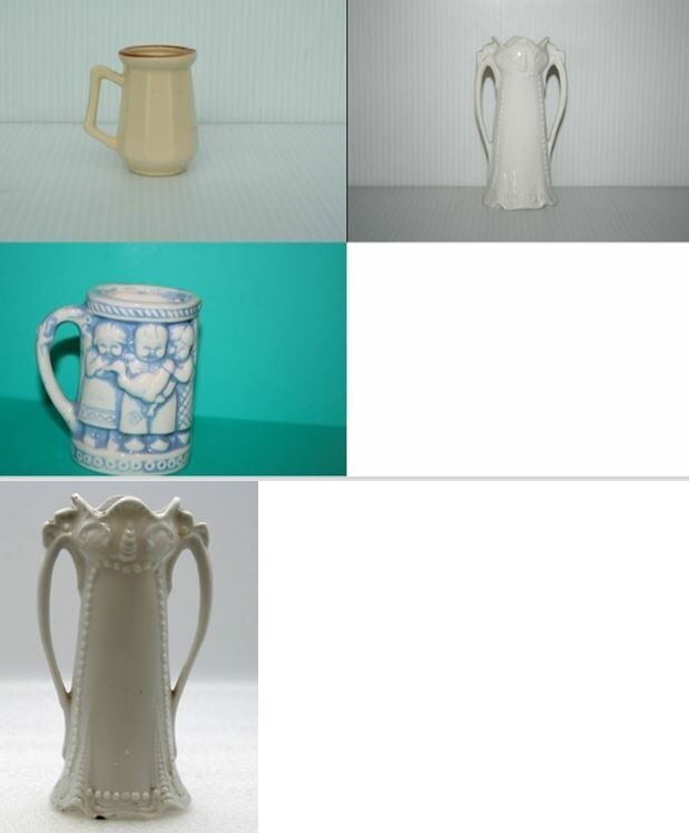 Lot 4 Iowa Souvenir Art Pottery 2 Vases Toothpick Holder Shot Glass Stein Mug