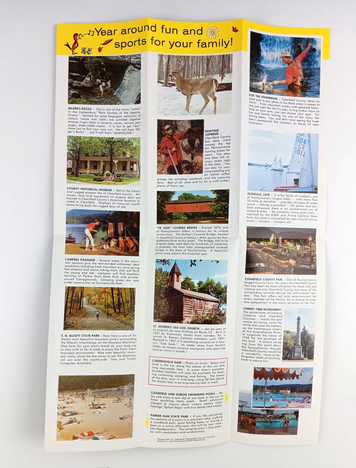 1970s Clearfield County PA Year Round Activities Map Pennsylvania VTG Brochure