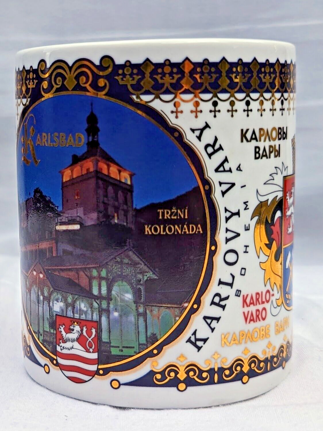 Czech Republic Karlovy Vary Karlsbad Mineral Springs Spa Coffee Cup Coat of Arms