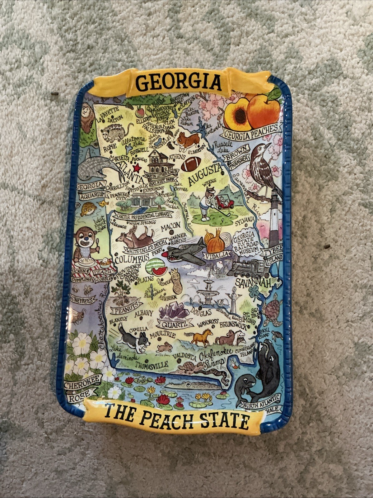 Georgia State Ceramic Tray Map