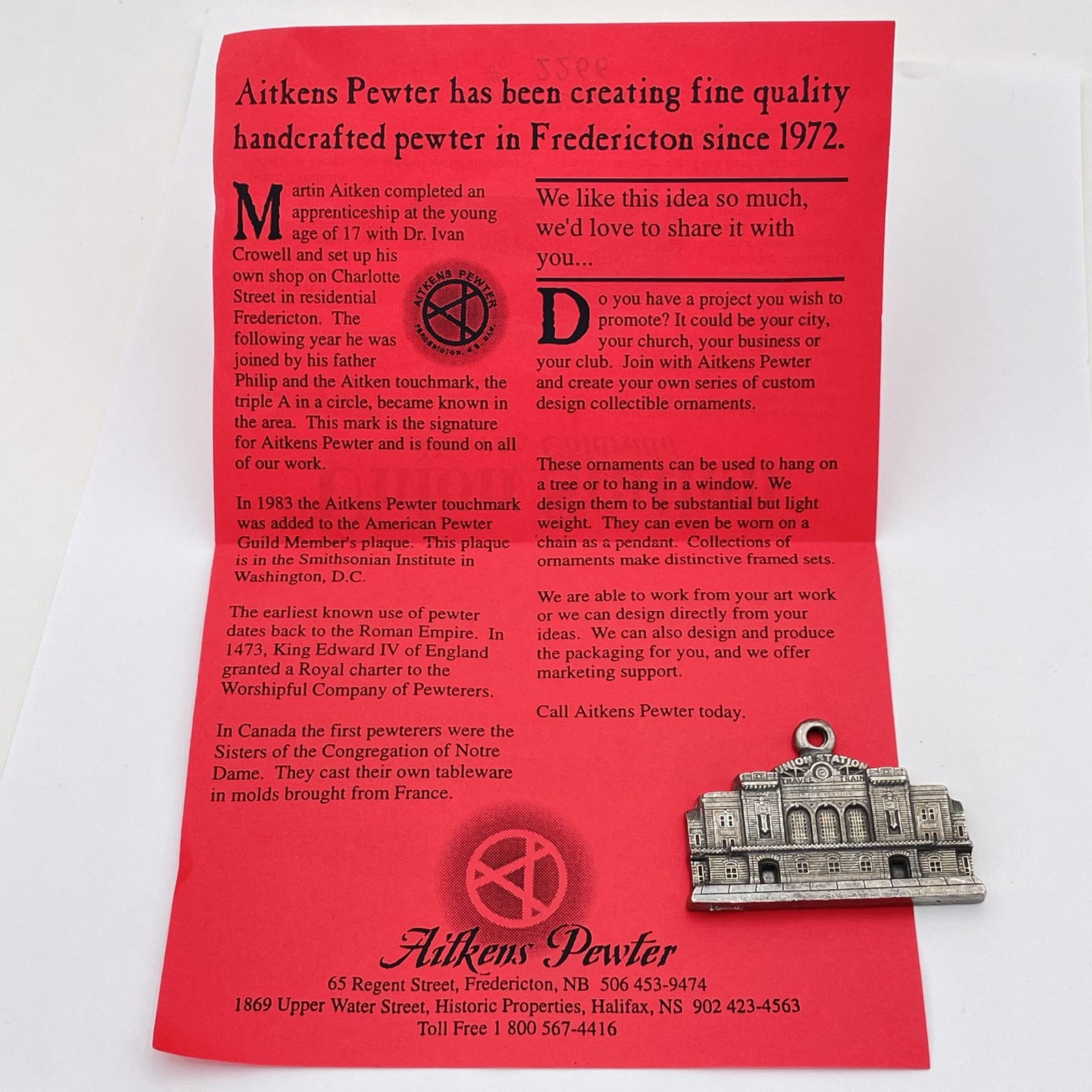 Aitkens Pewter Union Station Denver Colorado Christmas Ornament Limited 2266