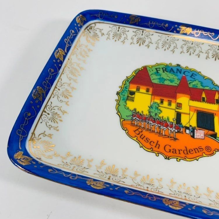 Vintage Bush Gardens France Tourist Plate Collector Gold Accent