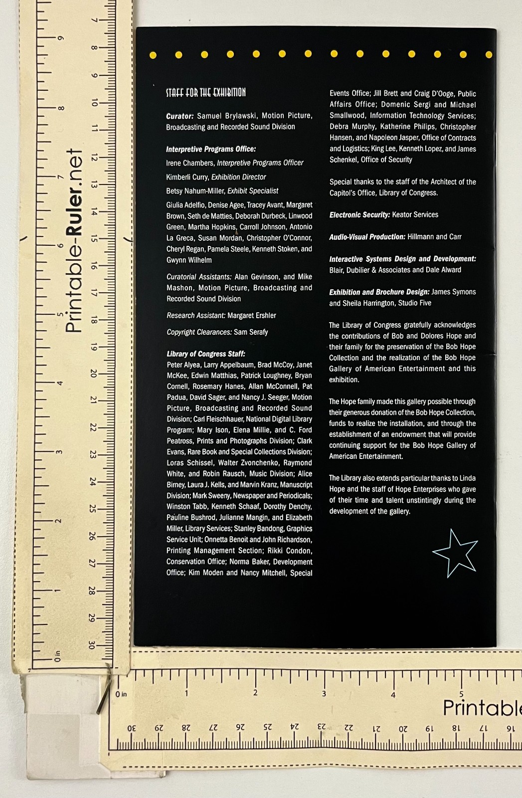 1990s Bob Hope American Variety Exhibition Jefferson Bldg Washington DC Booklet