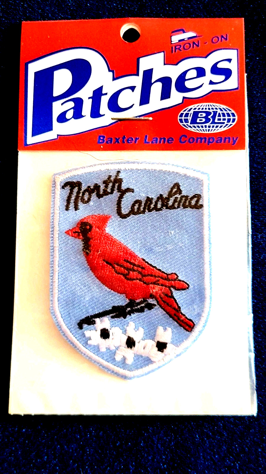 North Carolina Red Bird Cardinal Vintage Souvenir Travel Patch by Baxter Lane