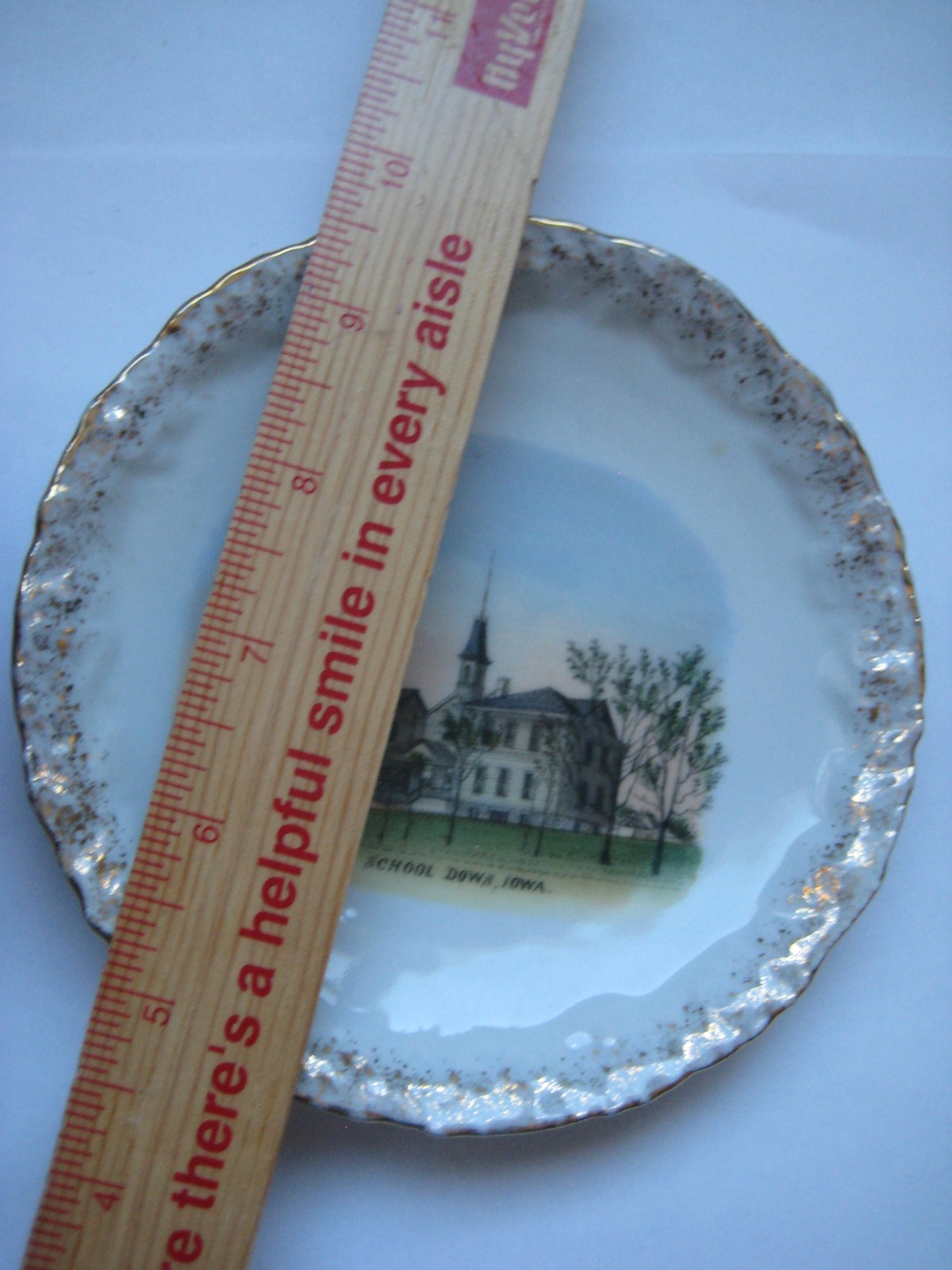 Dows Iowa Souvenir China Dish, Public School, Made in Germany, 1910 Era