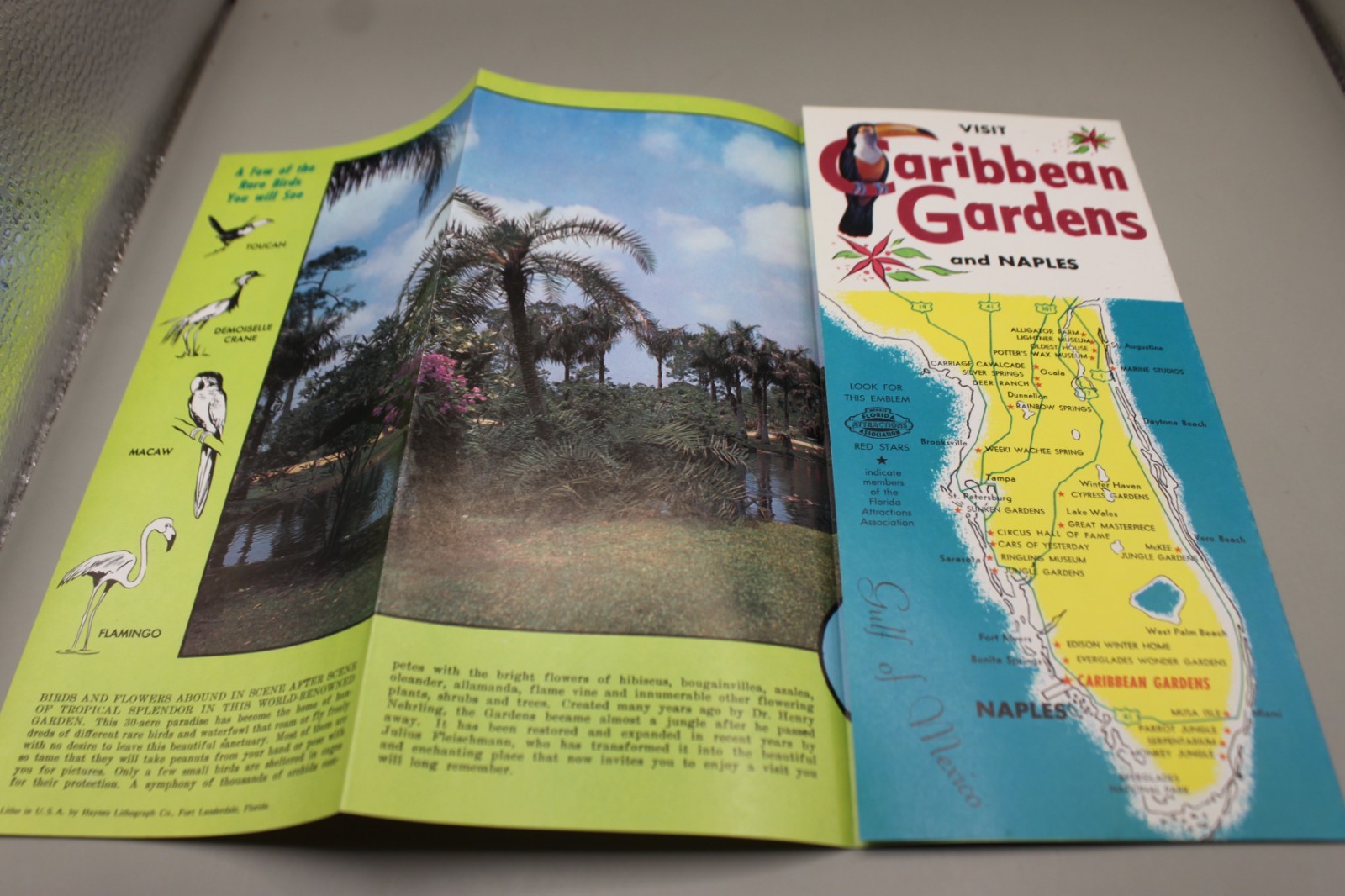 Caribbean Gardens Florida US Route 41 Travel Brochure Vintage