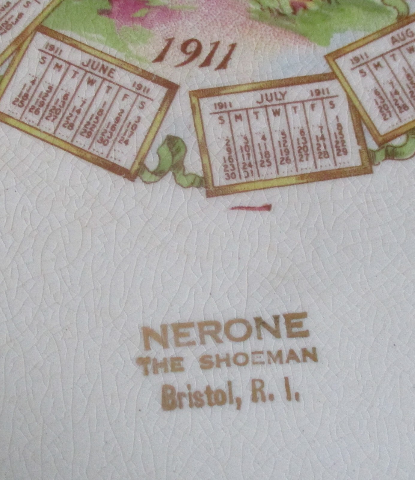 1911 & 1912 Souvenir Advertising Plate “Nerone The Shoeman” Bristol Rhode Island