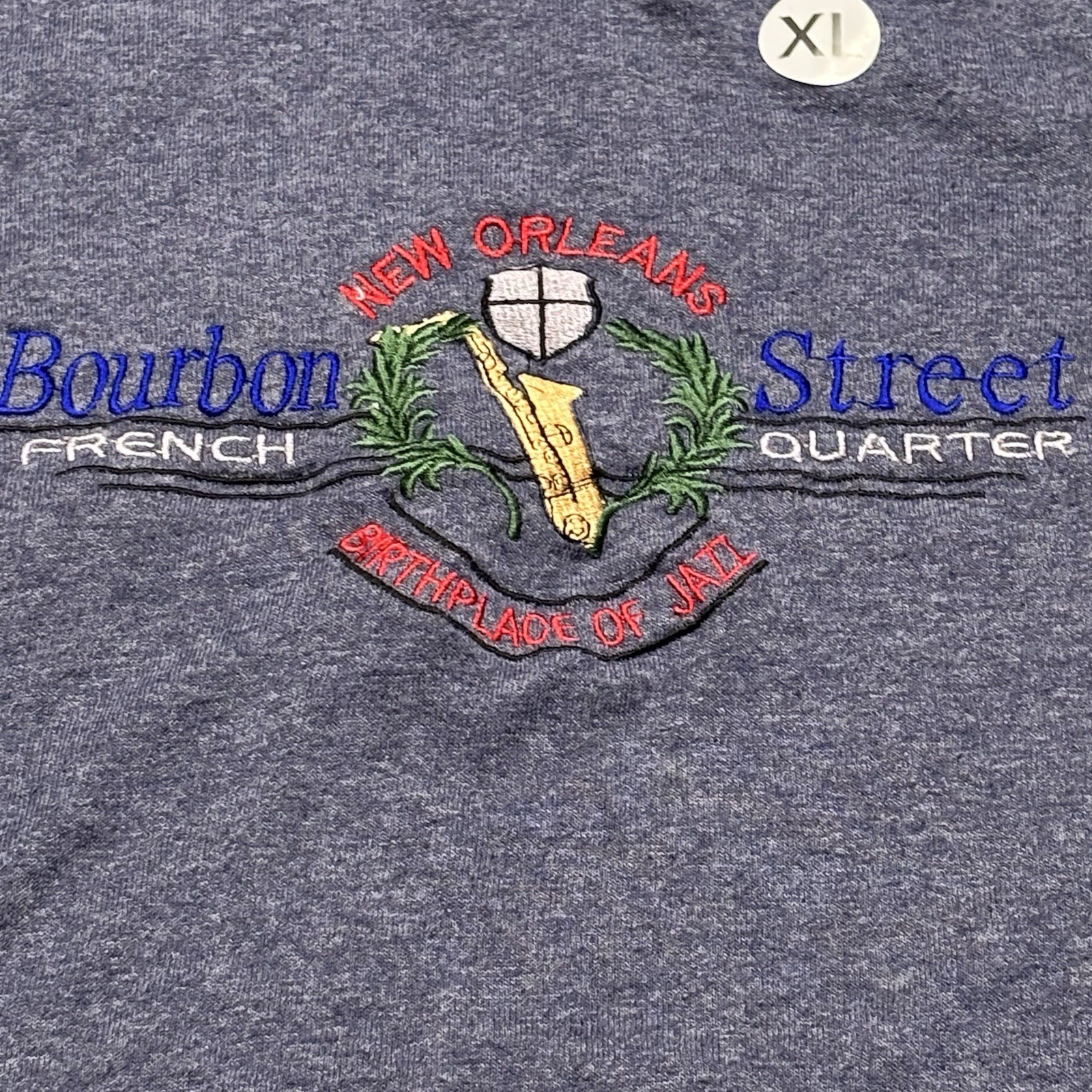 Vintage New Orleans Bourbon Street jazz Tahirt XL Delta Tag Embroidered