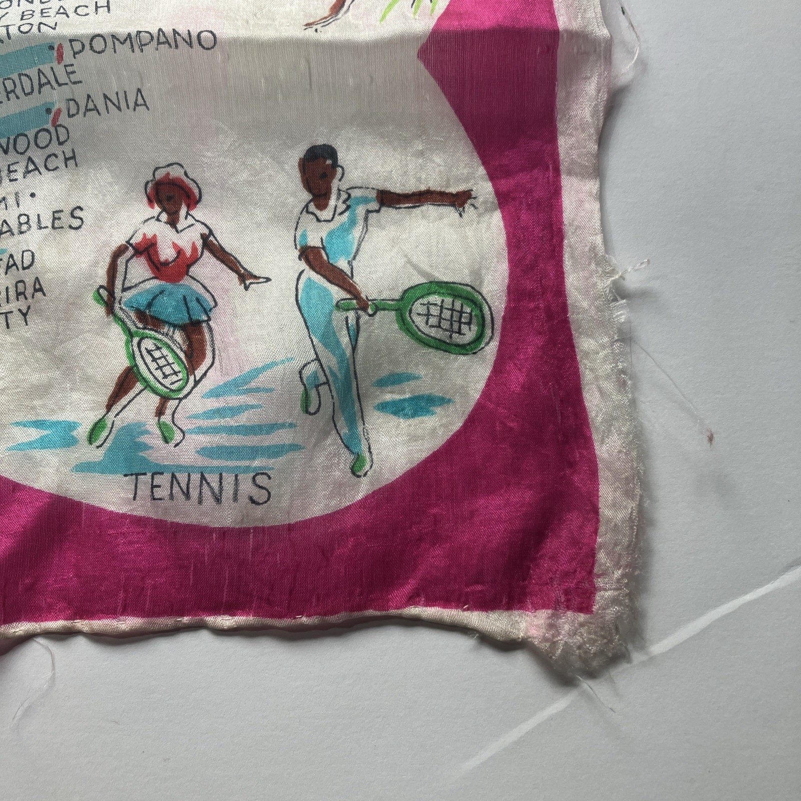 Vintage FLORIDA Map Souvenir Sheer Pink Scarf Hair wrap bandana flamingos