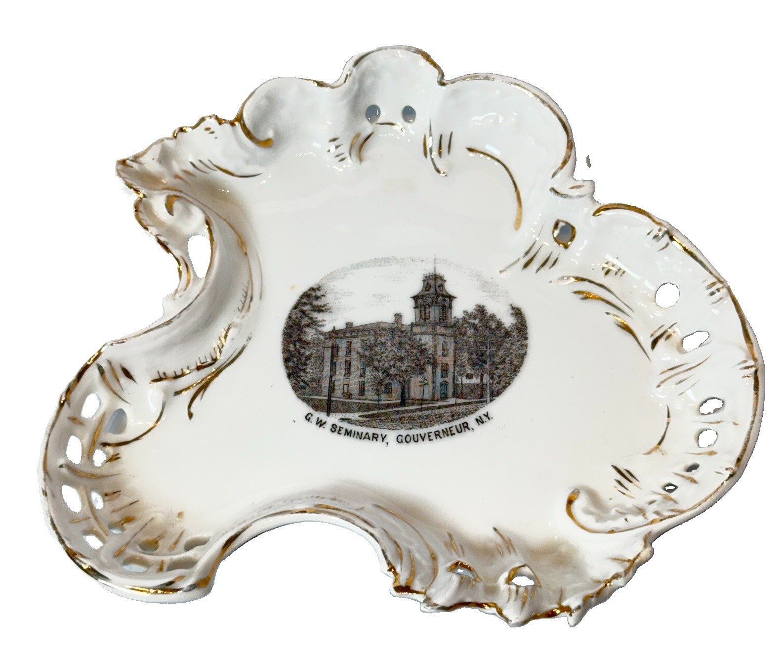GOUVERNEUR NY NEW YORK Souvenir Porcelain SEMINARY Trinket DISH BOWL