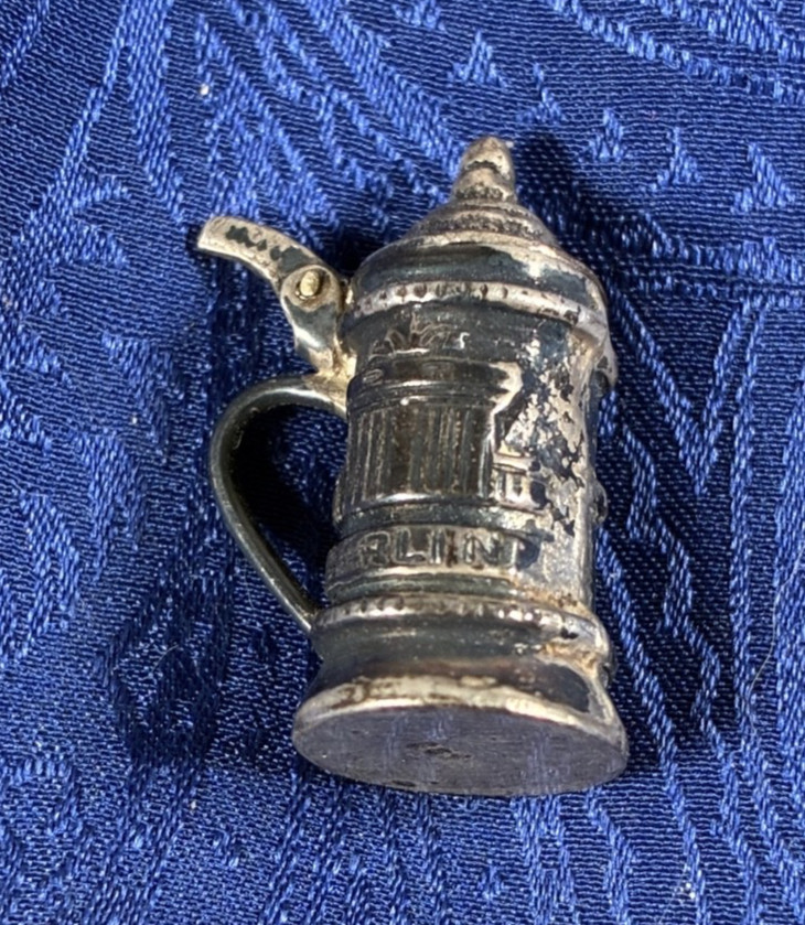 4 Mini Collectibles: Silver Stein, PA Dutch Horse&Buggy, Tea Pot, Liberty Bell
