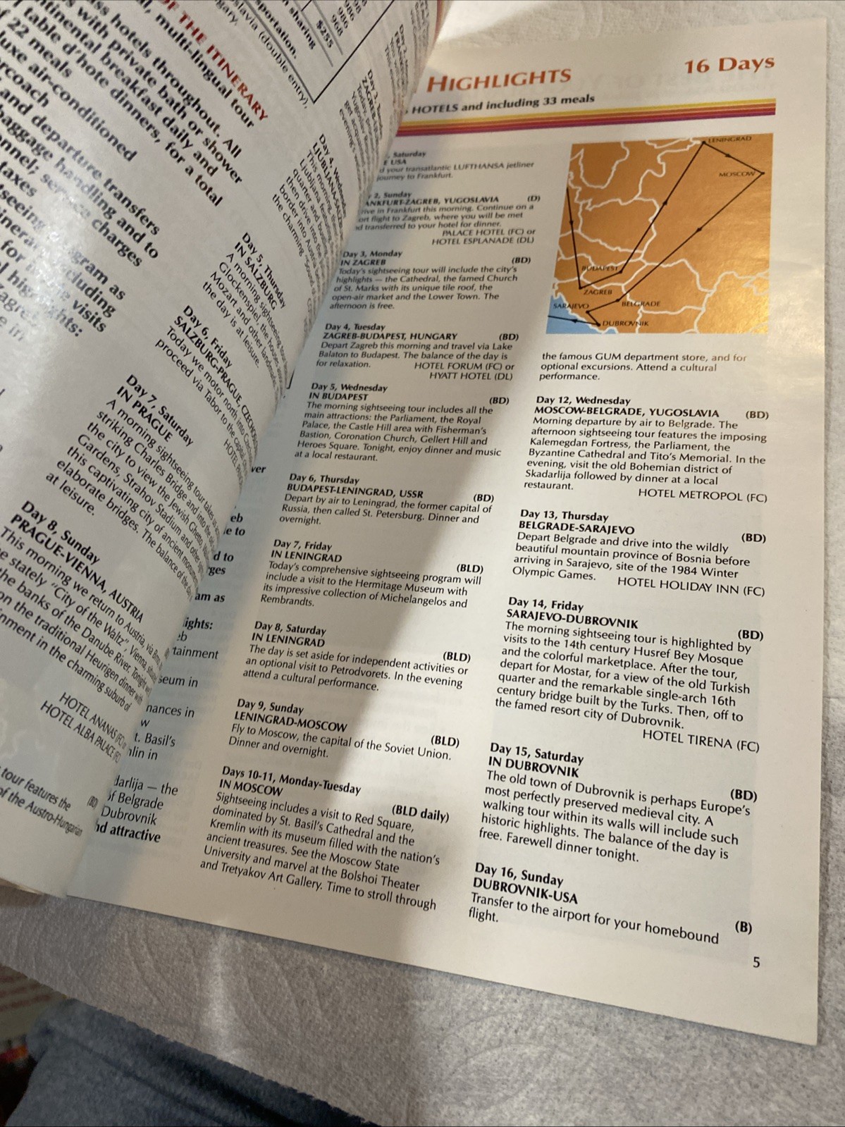 1989 Russia And EASTERN EUROPE TOURS ITINERARY TRAVEL BROCHURE By Lufthansa