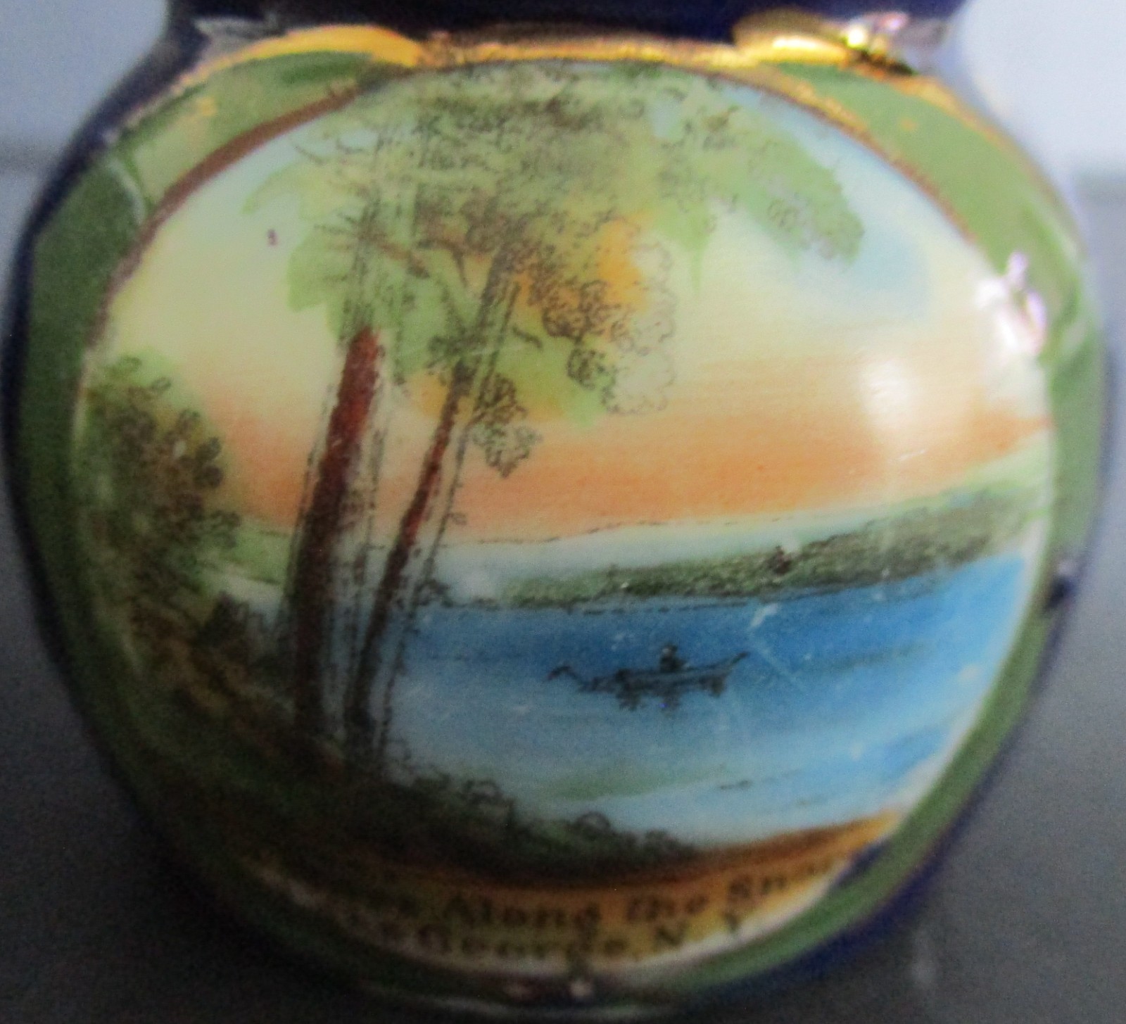 Three (3) Early 20th Century Souvenir Cobalt Blue Shakers Lake George New York