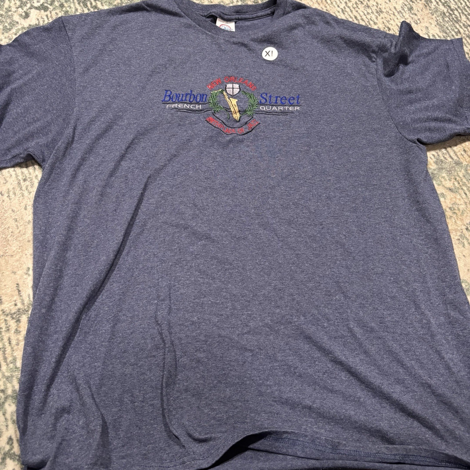 Vintage New Orleans Bourbon Street jazz Tahirt XL Delta Tag Embroidered