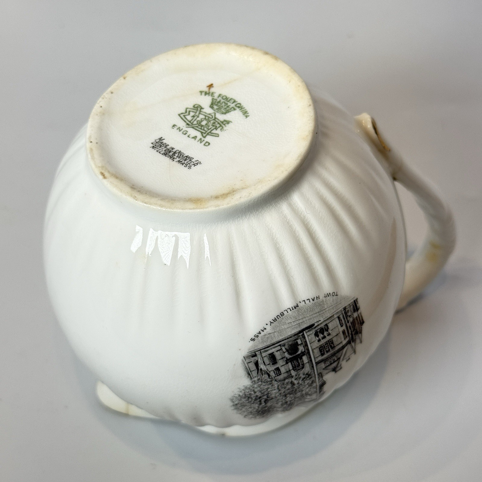 MILLBURY MA Massachusetts Souvenir TOWN HALL Porcelain TRINKET FOLEY CREAMER