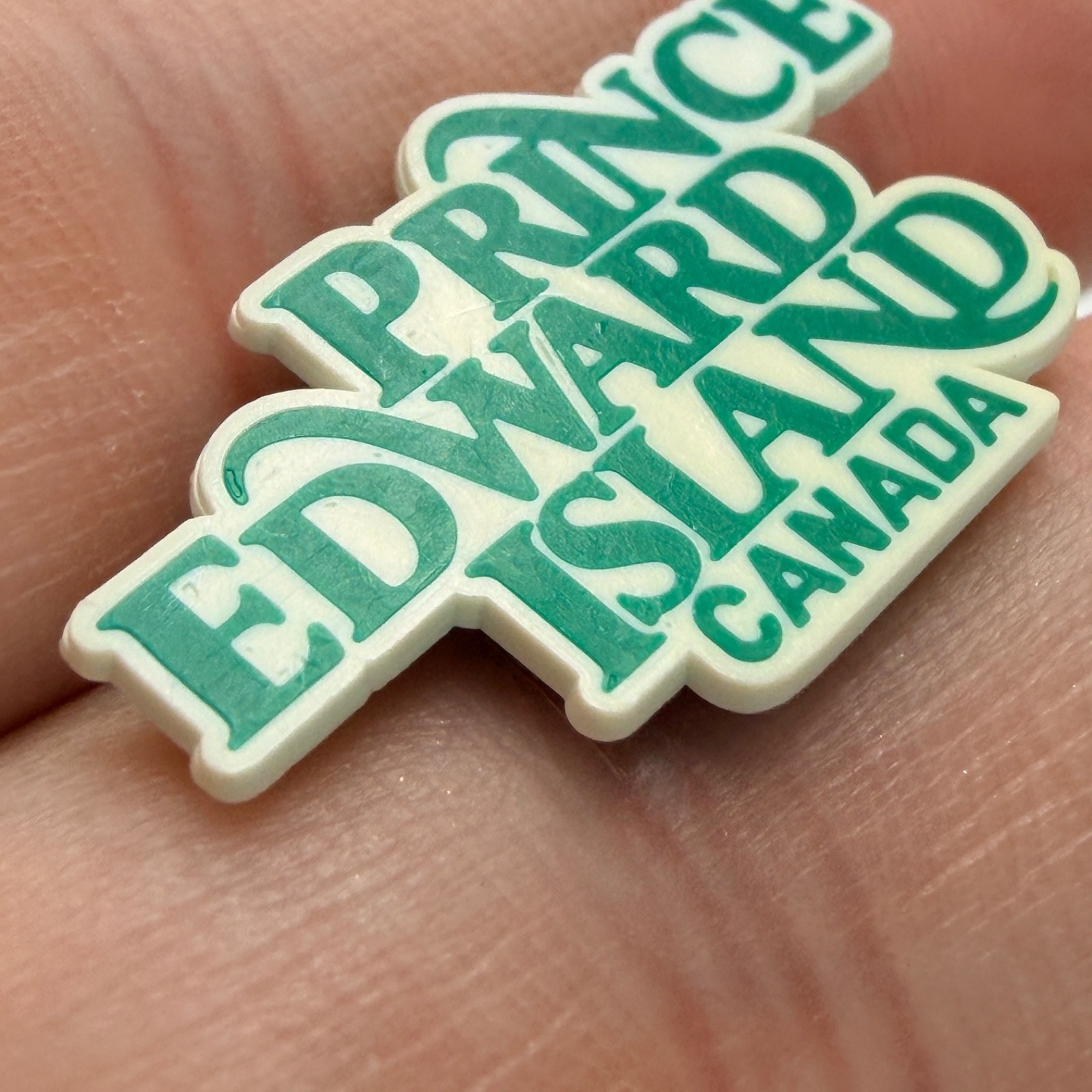 Prince Edward Island Canada Lapel Pin Plastic Travel Tour Souvenir PEI Vintage
