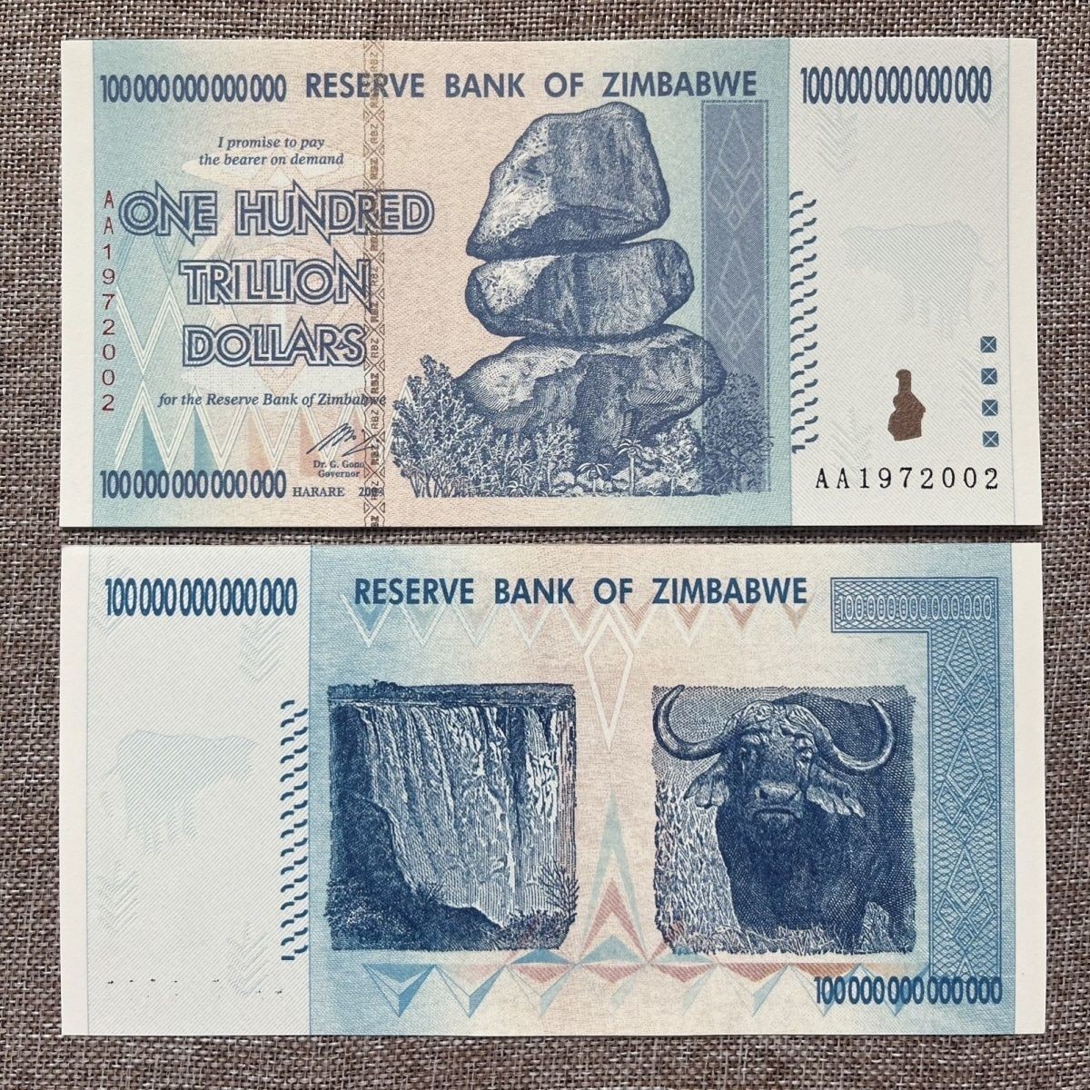 Uncirculated Zimbabwe 100 Trillion Dollars Banknote UNC Currency Collectibles