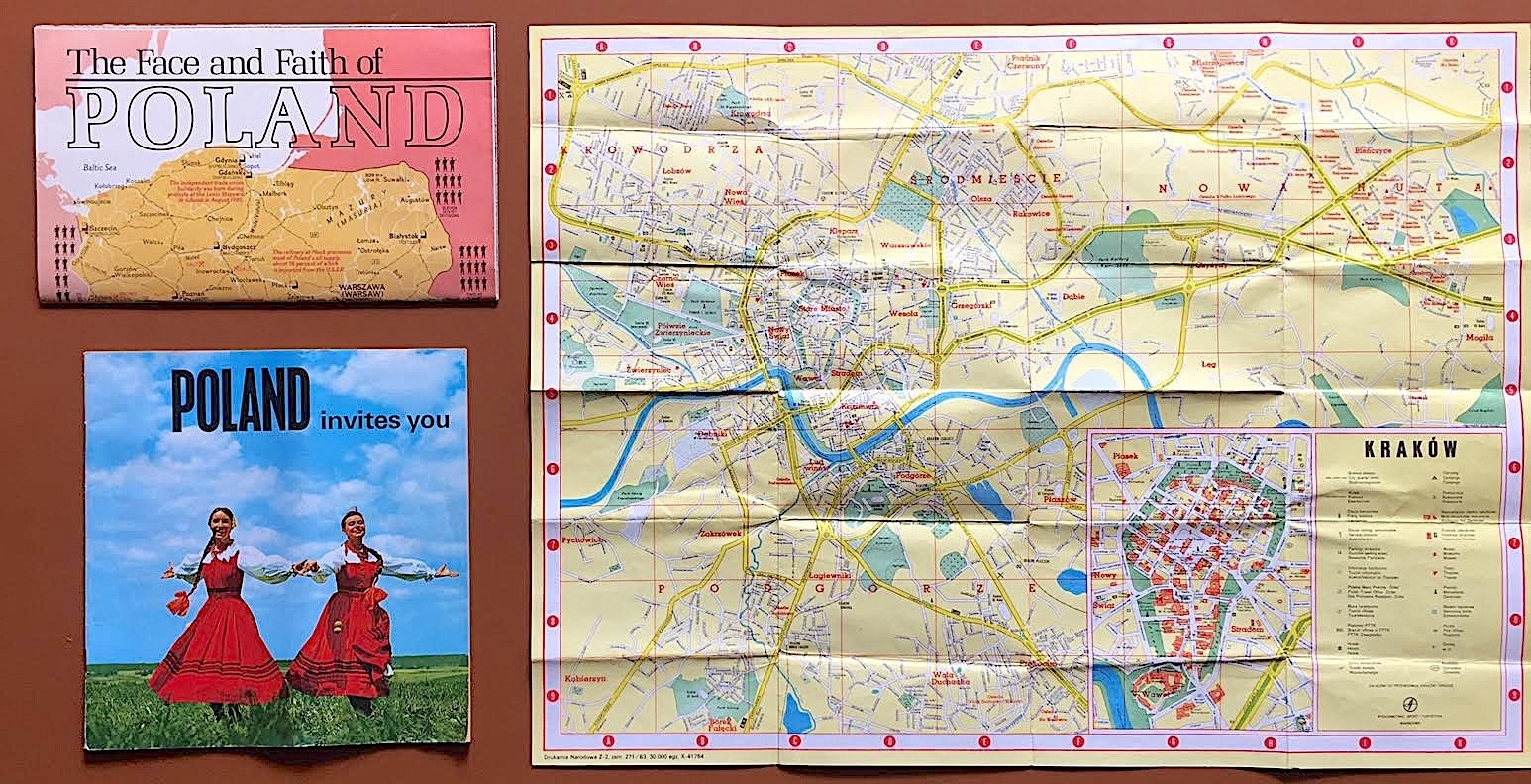 Vintage Maps, Brochure for Poland, Kraków / Early 1980’s