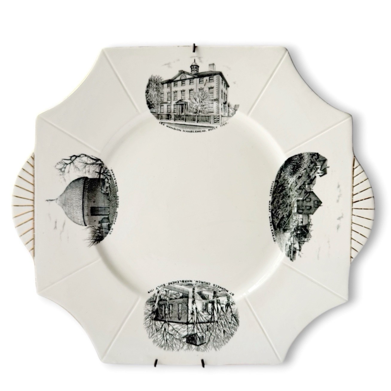 Vintage Marblehead Massachusetts Landmarks Porcelain Decorative Wall Plate