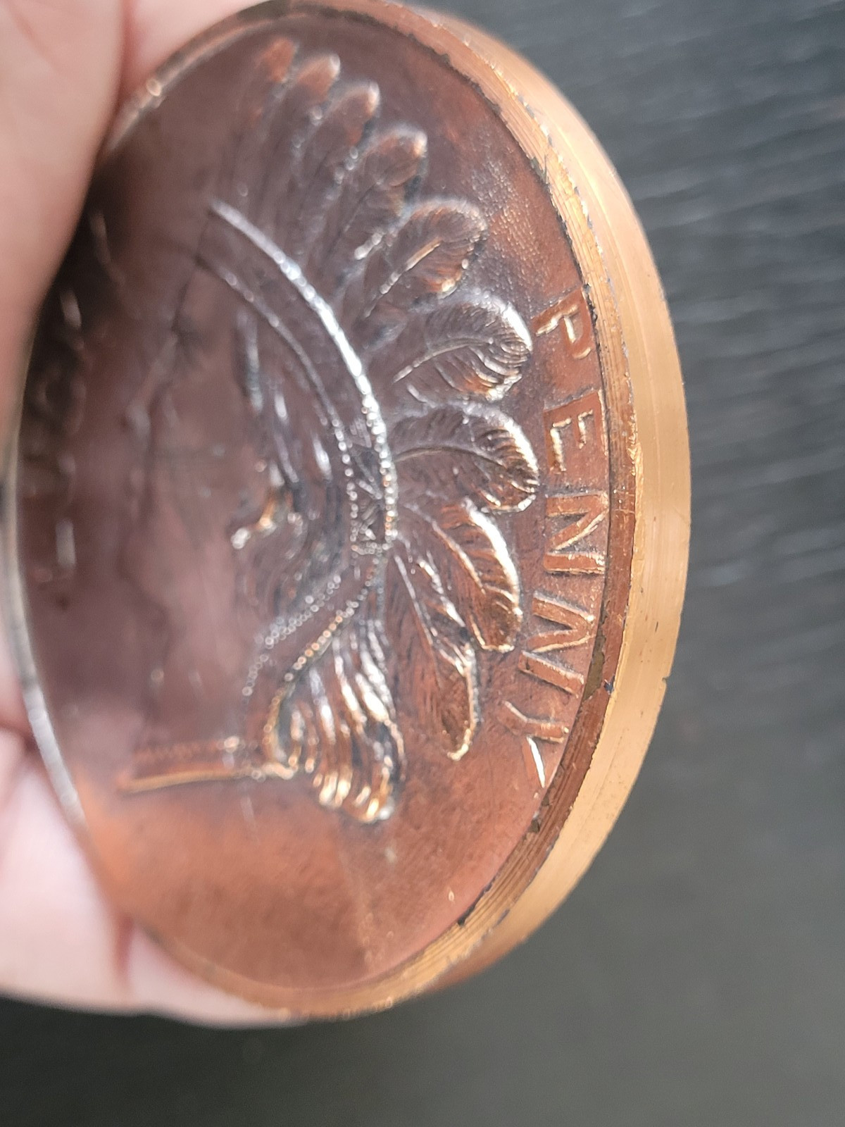 Vintage Indian Head Lucky Penny Souvenir of Copper Country 2.75″