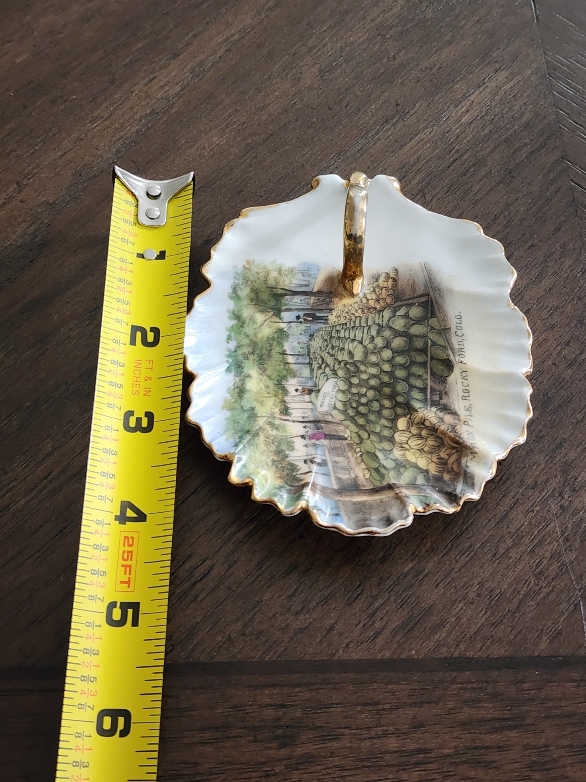 Antique Porcelain Trinket Dish Souvenir – Melon Pile Rocky Ford, COLORADO