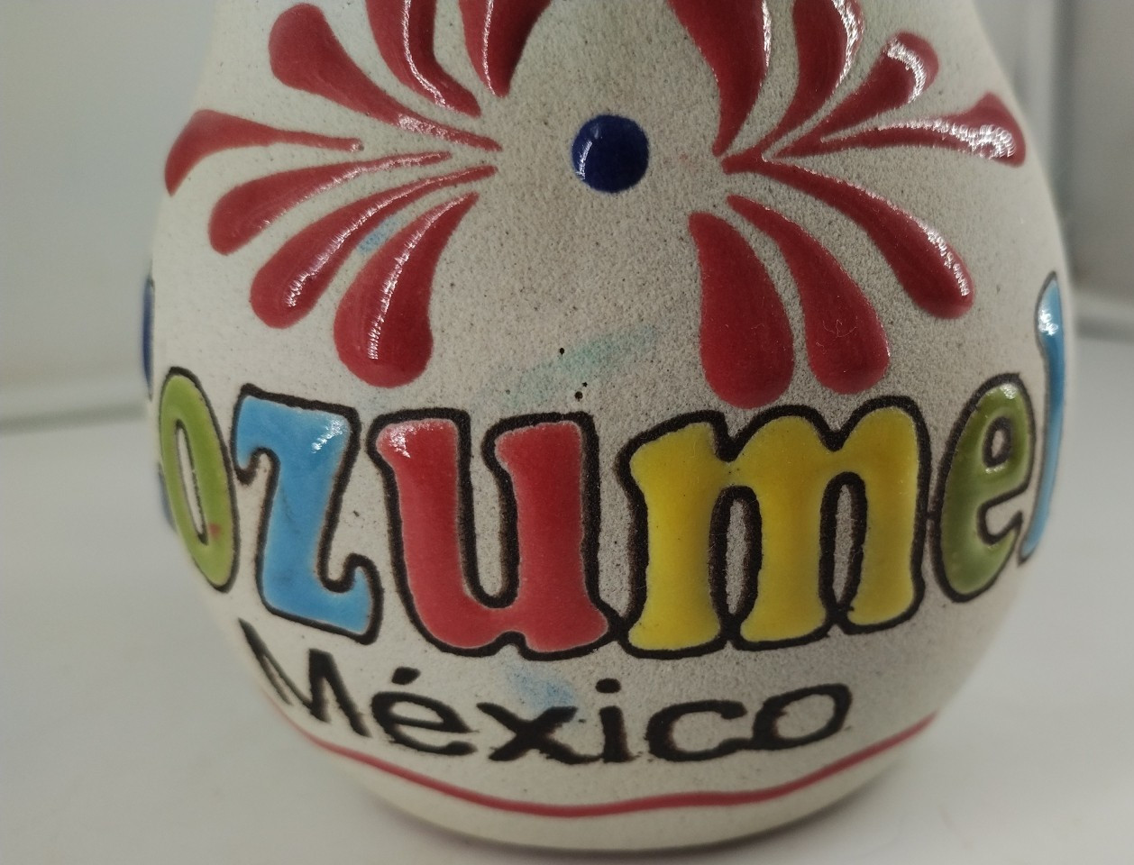 COZUMEL MEXICO Beautiful Handpainted Coffee Cup Pottery Mug Multicolor Souvenir