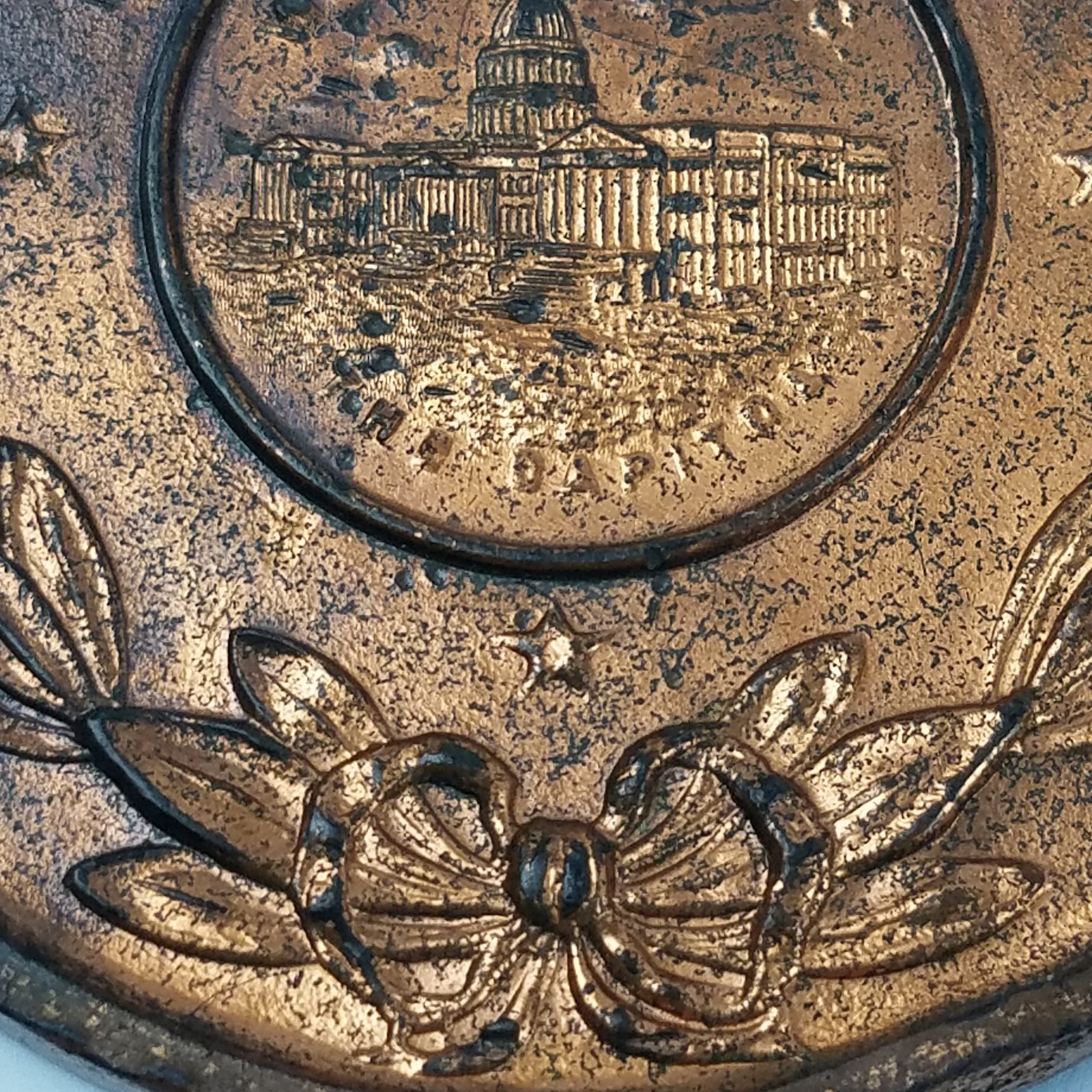 Vtg Lucky Penny Souvenir 1920 Indian Head Washington DC Capitol 3″ Copper Color
