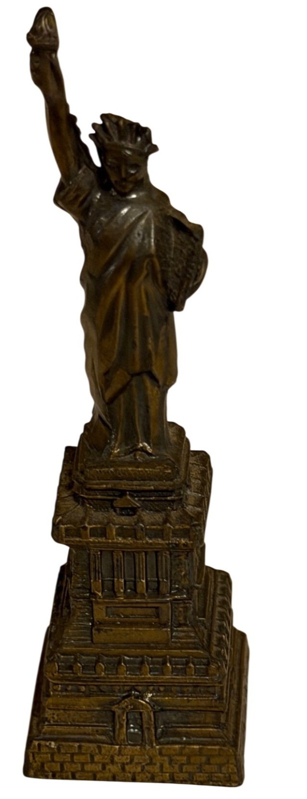 Unbranded Brass Metal Statue of Liberty Monument Figurine 4.5″ Tall
