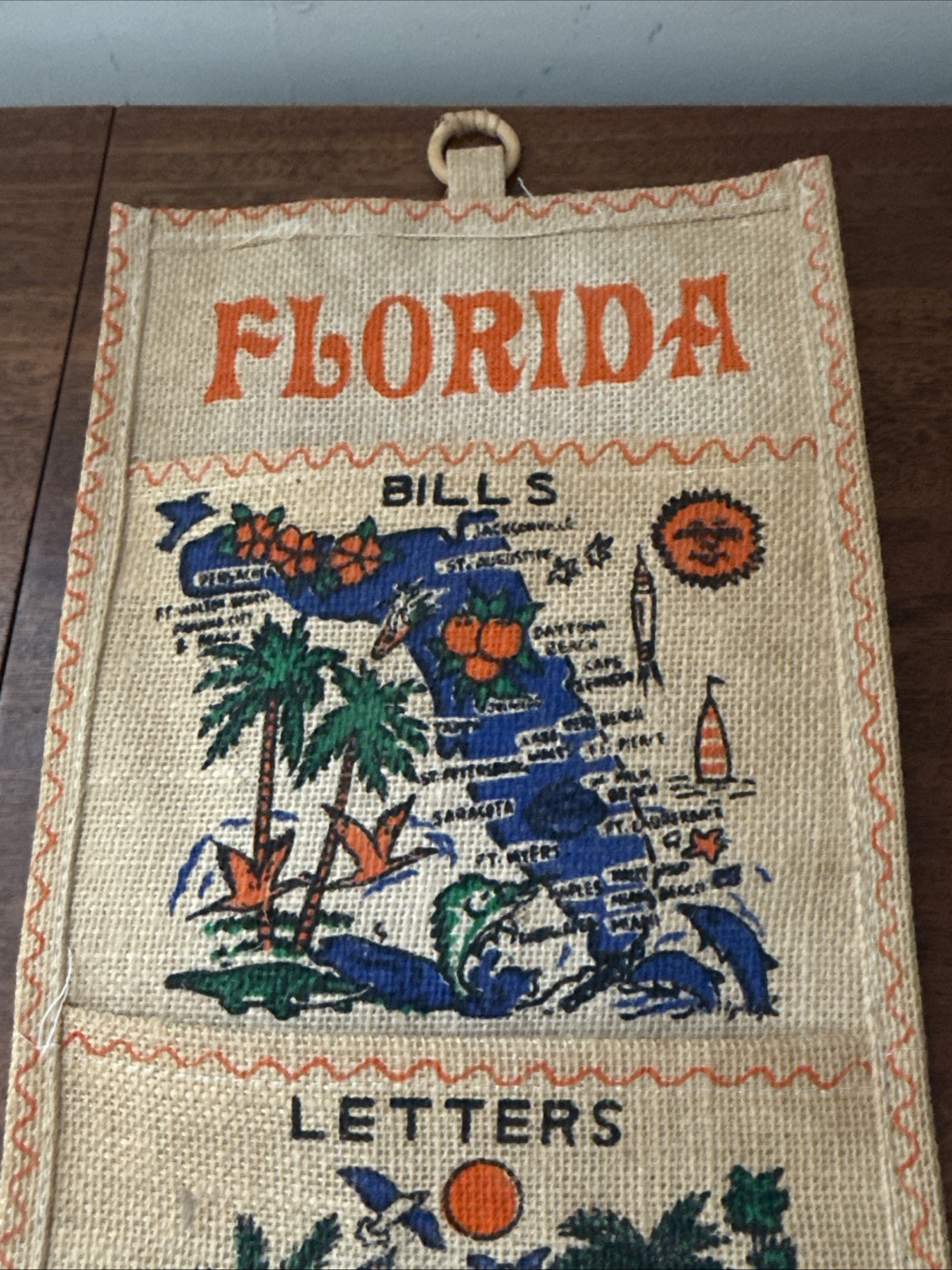 Vintage Florida Bills Letter Misc Wall Holder Beach Bums 60s Kitsch Gift Prop
