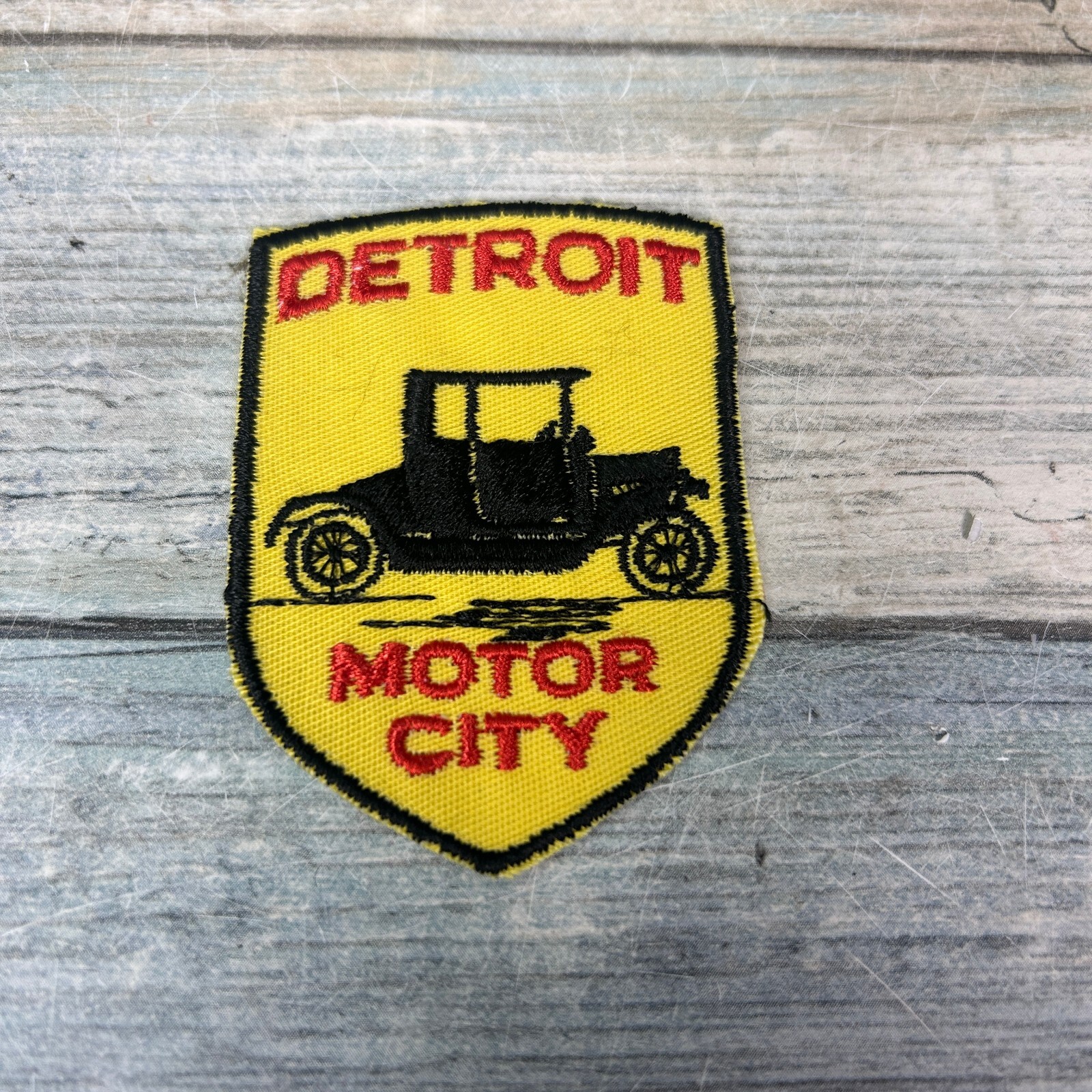 Detroit Motor City Antique Car Automobile Auto Michigan Yellow Embroidered Patch