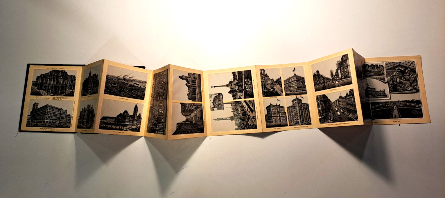 CHICAGO ILLINOIS souvenir fold out album of city views c. 1880s