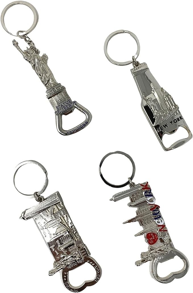12 Pack New York City Metal Keychains KeyRing Souvenir Collection, NYC Gift Set