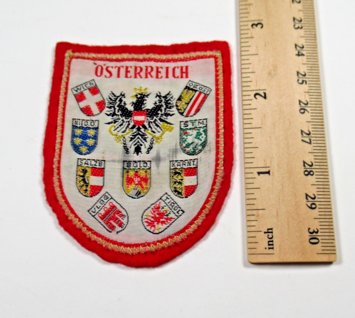 Austria Patch Vintage Souvenir Woven Fabric on Felt Österreich Crest