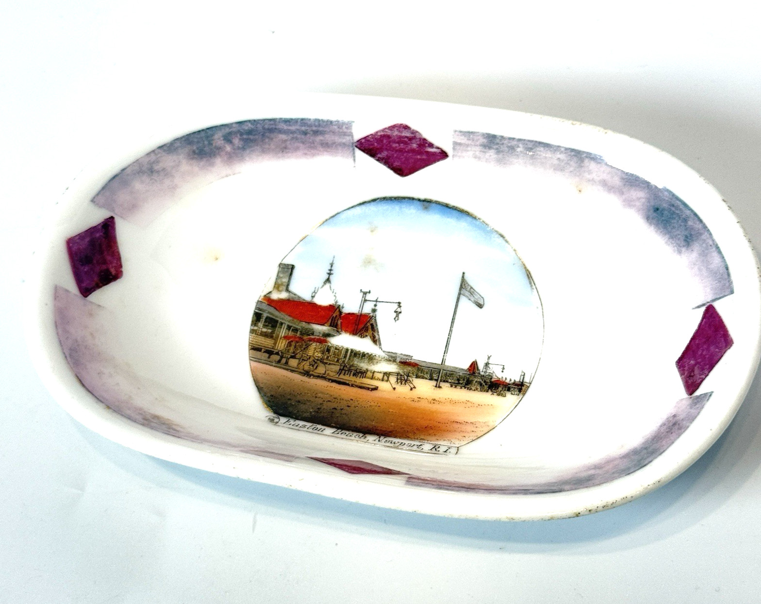 Newport , Rhode Island RI Antique EASTON BEACH Souvenir China Dish Plate